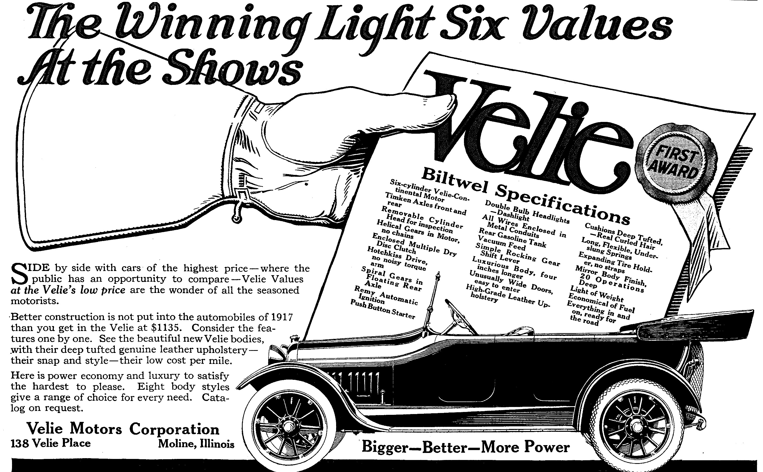 1917 Velie Auto Advertising